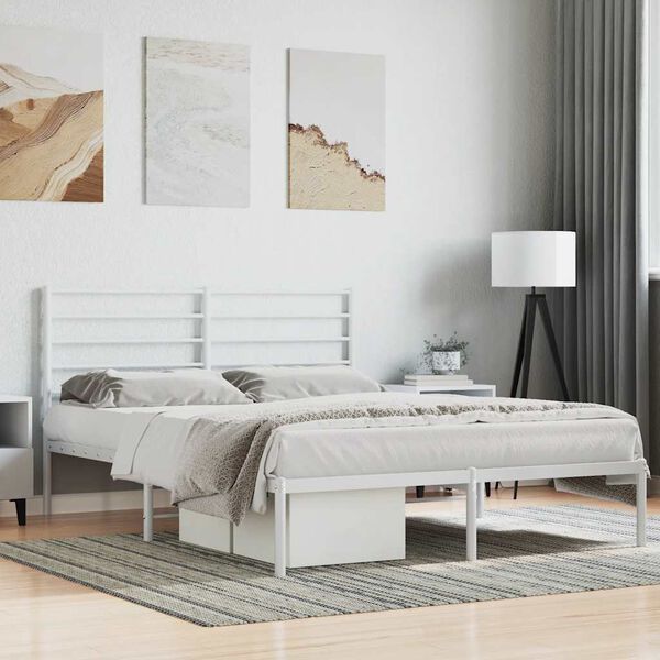 vidaXL Estrutura de cama com cabeceira 120x190 cm metal branco