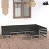 vidaXL 9 pcs conjunto lounge de jardim + almofad&otilde;es pinho maci&ccedil;o cinza
