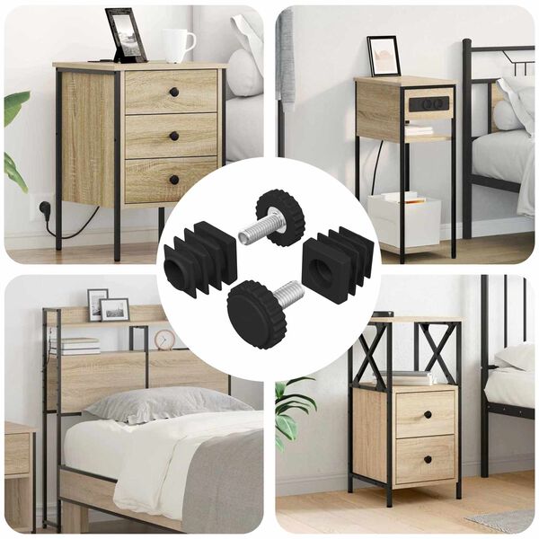 vidaXL Cal&ccedil;os para M&oacute;veis Ajust&aacute;vel 2 pcs Preto M6 PP