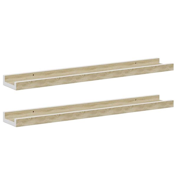 vidaXL Prateleiras de parede 2 pcs 60x9x3 cm branco e carvalho sonoma