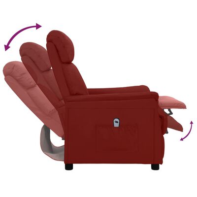 vidaXL Poltrona reclinável elétrica couro artificial vermelho tinto