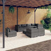 vidaXL 9 pcs conjunto lounge de jardim c/ almofad&otilde;es vime PE cinzento