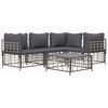 vidaXL 5 pcs conjunto lounge de jardim c/ almofadões vime PE antracite