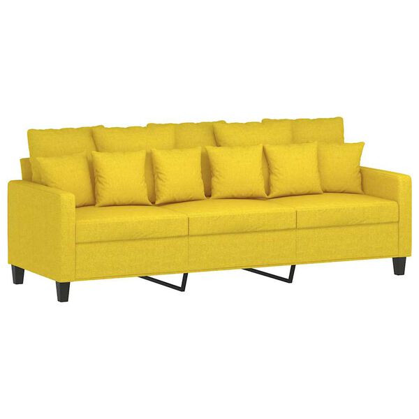 vidaXL Sof&aacute; de 3 lugares 180 cm tecido amarelo-claro