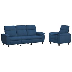 vidaXL Conjunto de Sof&aacute;s 2 pcs Azul Tecido