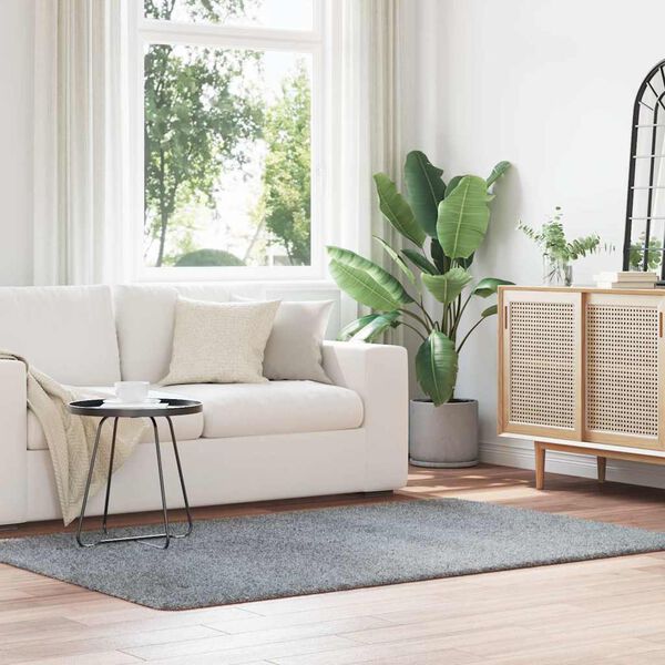 vidaXL Tapete shaggy de pelo alto NAVARRA 130x200 cm cinzento-claro