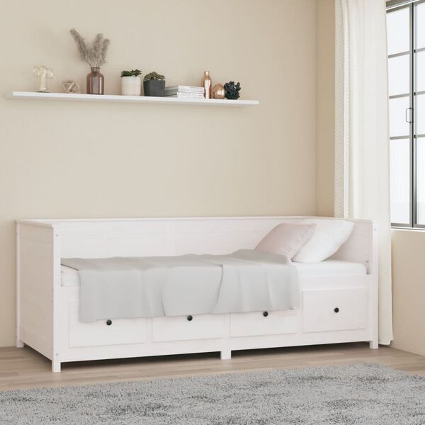 vidaXL Sofá-cama sem colchão 90x200 cm madeira de pinho maciça branco