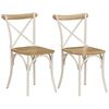 vidaXL Cadeiras costas cruz 2 pcs mangueira maci&ccedil;a branco