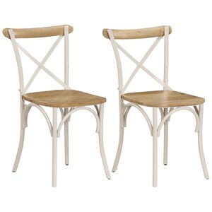 vidaXL Cadeiras costas cruz 2 pcs mangueira maci&ccedil;a branco