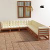 vidaXL 7 pcs conjunto lounge de jardim c/ almofad&otilde;es pinho maci&ccedil;o