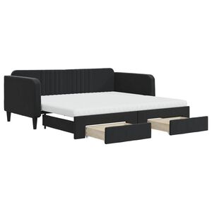 vidaXL Sof&aacute;-cama com gavet&atilde;o e gavetas 90x190 cm veludo preto