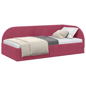 vidaXL Estrutura de Cama de Canto Vinho Vermelho 90 cm x 200 cm Veludo