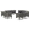 vidaXL 12 pcs conjunto lounge de jardim c/ almofad&otilde;es vime PE cinzento