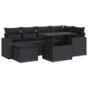 vidaXL 7 pcs conjunto de sof&aacute;s p/ jardim c/ almofad&otilde;es vime PE preto