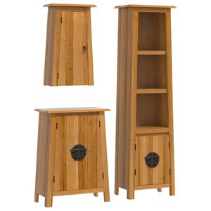 vidaXL 3 pcs conjunto m&oacute;veis p/ casa de banho madeira de pinho maci&ccedil;a