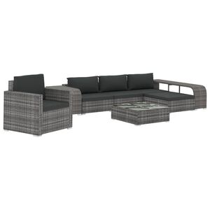 vidaXL 8 pcs conjunto lounge de jardim c/ almofad&otilde;es vime PE cinzento