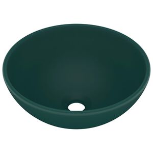 vidaXL Lavat&oacute;rio WC luxuoso redondo 32,5x14cm cer&acirc;mica verde mate