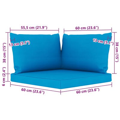 vidaXL 9 pcs conjunto lounge para jardim com almofadões azul-claro