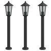 vidaXL Candeeiros de ch&atilde;o para exterior 3 pcs 80 cm a&ccedil;o inox. preto