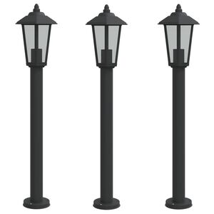 vidaXL Candeeiros de ch&atilde;o para exterior 3 pcs 80 cm a&ccedil;o inox. preto