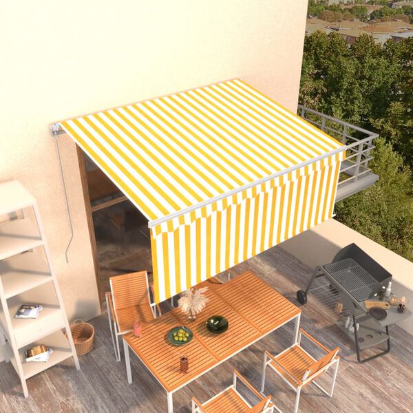 vidaXL Toldo retr&aacute;til manual com estore 3x2,5 m amarelo e branco