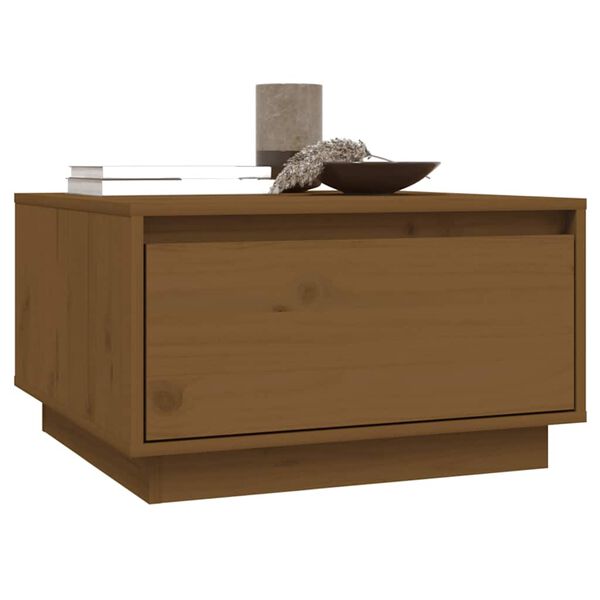 vidaXL Mesa de centro 55x56x32 cm pinho maci&ccedil;o castanho mel