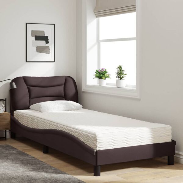 vidaXL Cama com colch&atilde;o Hvar 80x200 cm tecido castanho-escuro