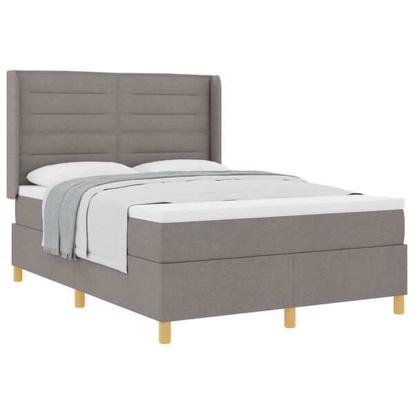 vidaXL Cama Box com colch&atilde;o Cinzento-acastanhado 140 x 200 cm tecido