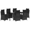 vidaXL Conjunto de Jantar para Jardim com almofada 7 pcs Preto vime PE
