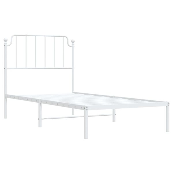 vidaXL Estrutura de cama com cabeceira 90x190 cm metal branco
