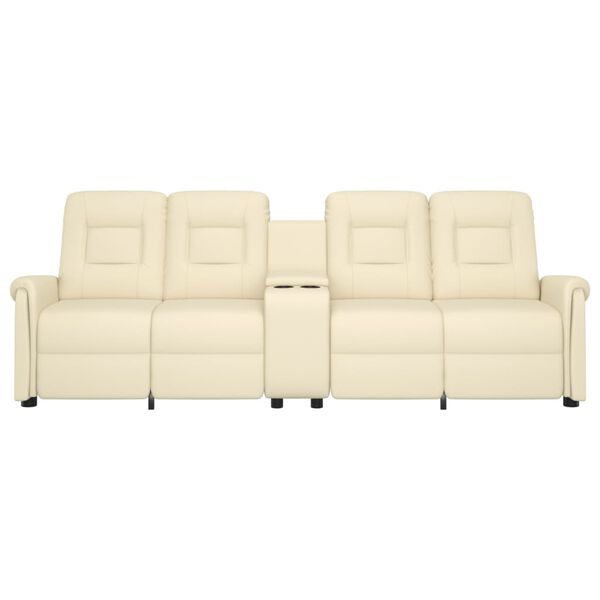 vidaXL Poltrona massagem 4 lug. reclinável c/ suporte copo creme