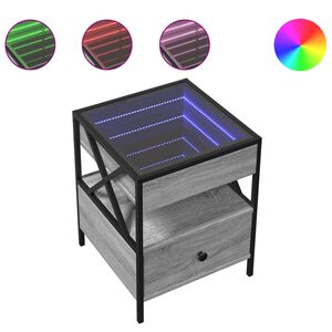 vidaXL Mesa de cabeceira c/ LED Infinity 40x40x51 cm cinzento sonoma