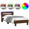 vidaXL Estrutura cama cabeceira/luzes LED 75x190 cm carvalho castanho
