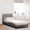 vidaXL Cama com colch&atilde;o Hanko 90x200 cm tecido cinzento-acastanhado