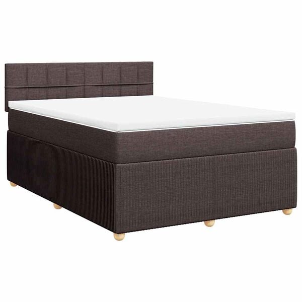 vidaXL Cama com molas/colch&atilde;o 140x190 cm tecido castanho-escuro