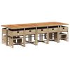 vidaXL 15 pcs conjunto de jantar p/ jardim com almofad&otilde;es vime PE bege