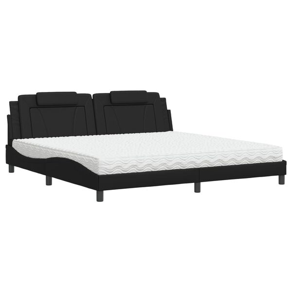 vidaXL Cama Viana com colch&atilde;o 200x200 cm couro artificial preto