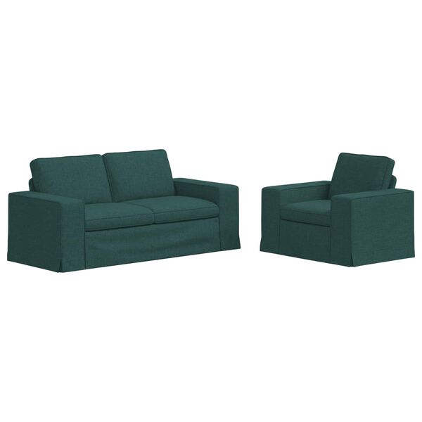 vidaXL Conjunto de Sof&aacute;s 2 pcs Verde Escuro 182 x 80 x 82 cm tecido