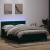vidaXL Cama box spring c/ colch&atilde;o e LED 160x210 cm veludo verde escuro