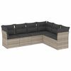 vidaXL 6 pcs conj. sof&aacute;s jardim com almofad&otilde;es vime PE cinzento-claro