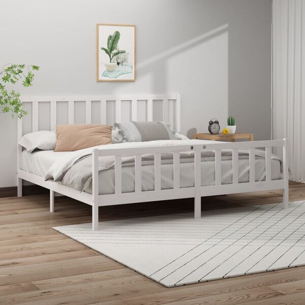 vidaXL Cama sem colchão 180x200 cm madeira de pinho maciça branco
