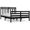 vidaXL Estrutura de cama casal 135x190 cm madeira maci&ccedil;a preto