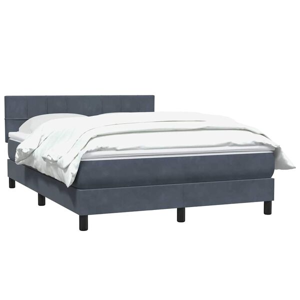vidaXL Cama com molas/colch&atilde;o 140x210 cm veludo cinzento-escuro