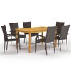 vidaXL 7 pcs conjunto de jantar para jardim castanho