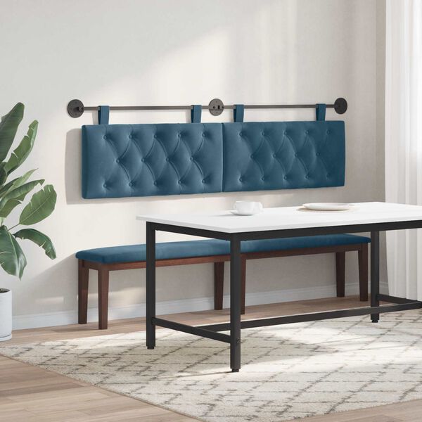 vidaXL Cabeceira Suspensa Azul 170 x 55 x 7 cm Veludo
