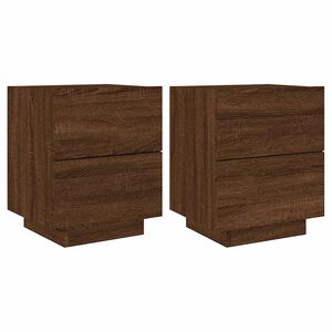 vidaXL Mesas cabeceira LEDs 2 pcs derivados madeira carvalho castanho