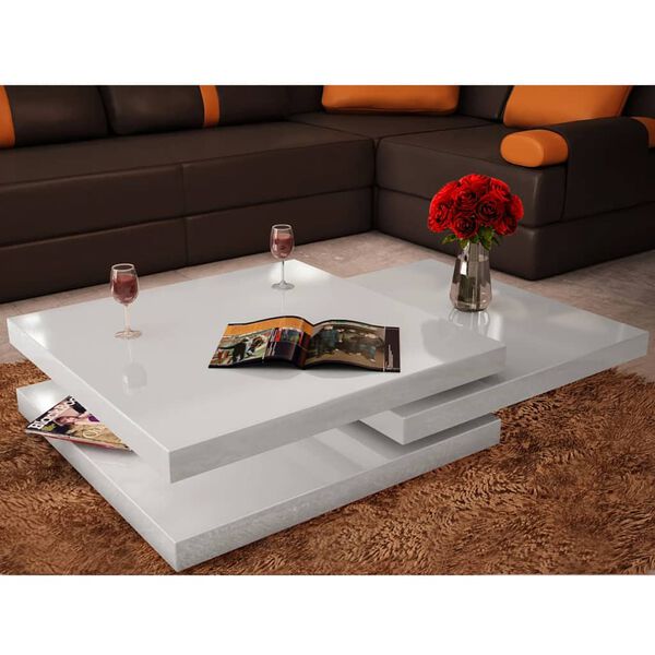 vidaXL Mesa de centro 3 n&iacute;veis branco brilhante