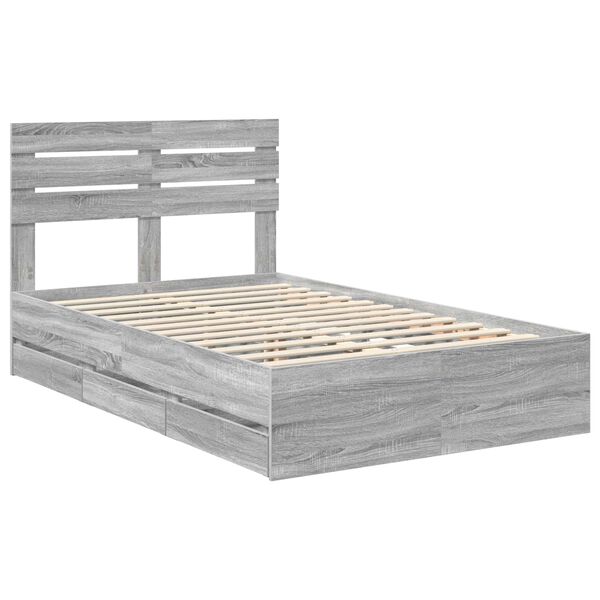 vidaXL Estrutura da Cama com gaveta Cinza Sonoma 120 x 190 cm
