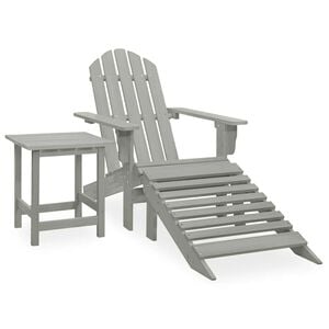 vidaXL Cadeira de jardim Adirondack c/ otomano e mesa abeto cinzento