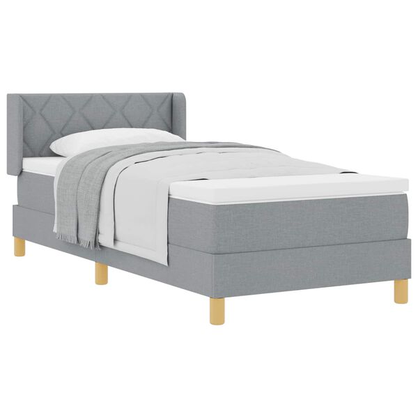 vidaXL Cama Box com colch&atilde;o Cinzento-claro 200 x 90 cm Poli&eacute;ster